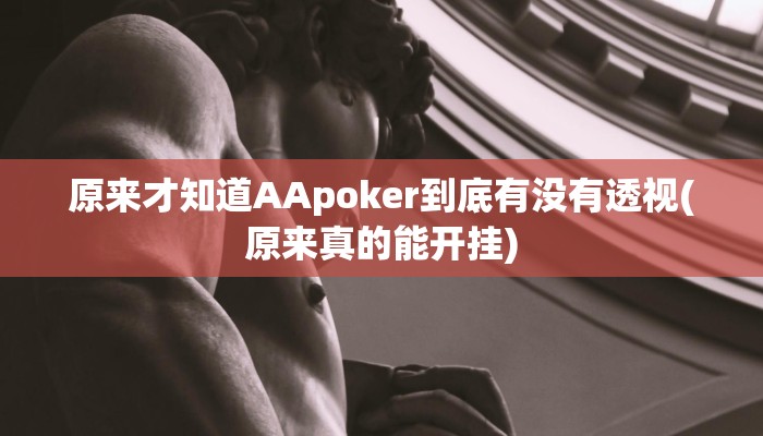 原来才知道AApoker到底有没有透视(原来真的能开挂)