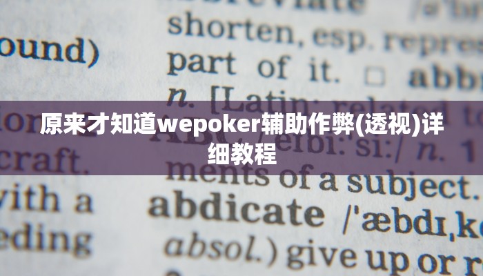 原来才知道wepoker辅助作弊(透视)详细教程