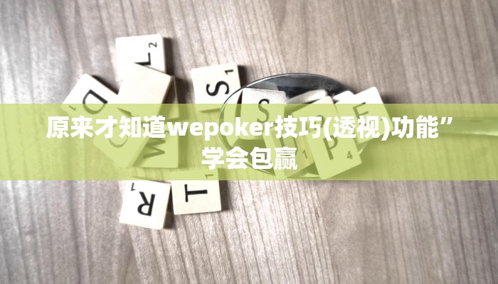 原来才知道wepoker技巧(透视)功能”学会包赢