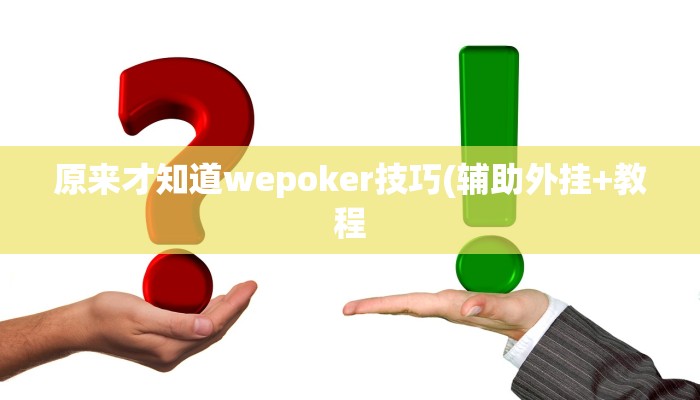 原来才知道wepoker技巧(辅助外挂+教程